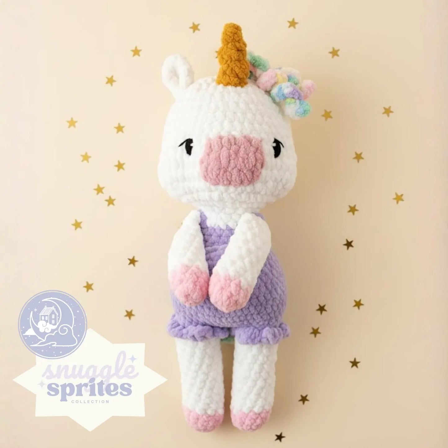 Luna the Unicorn Low-Sew Crochet Amigurumi Pattern DIGITAL DOWNLOAD - Snuggle Sprites Collection (Copy)