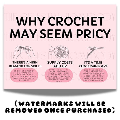 Why Crochet is Pricy Sign for Markets Craft Fairs Vendor Display Print Yourself Digital Download