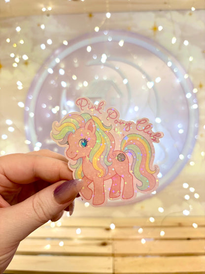 Pink Pony Club Sticker MLP - Holographic  Waterproof Sticker for Water Bottle/Stanley, Car, Laptop, Phone, Game Console