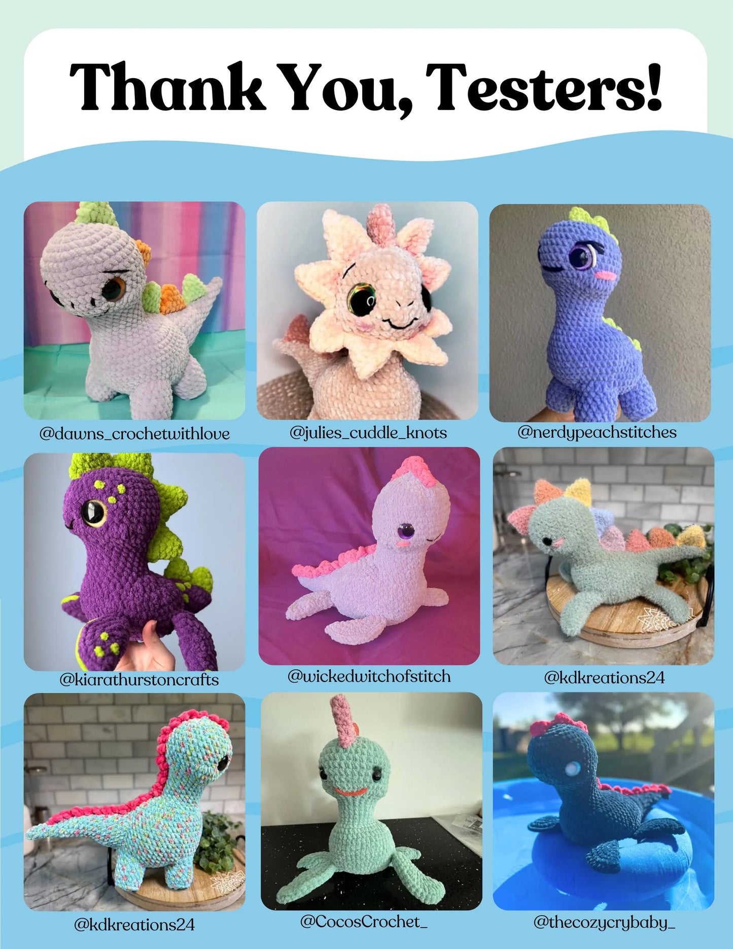 Sea Monster+Dinosaur 6-in-1 Crochet Pattern Digital Download Amigurumi Pattern