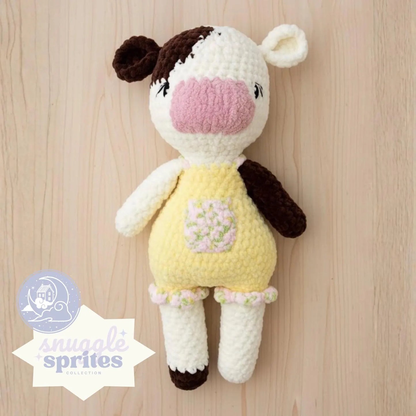 Clover the Calf No-Sew Crochet Amigurumi Pattern DIGITAL DOWNLOAD - Snuggle Sprites Collection